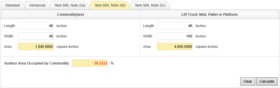 Application of NMFC Item (Rule) 680, Note 2(b) - Reasonable Occupancy of Lift Truck Skid, Pallet or Platform Deck Calculator